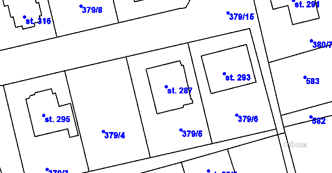 Parcela st. 287 v KÚ Ratboř, Katastrální mapa