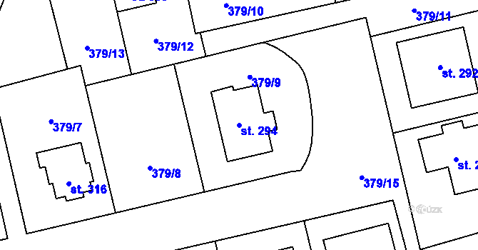 Parcela st. 294 v KÚ Ratboř, Katastrální mapa