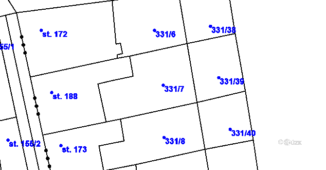Parcela st. 331/7 v KÚ Ratboř, Katastrální mapa