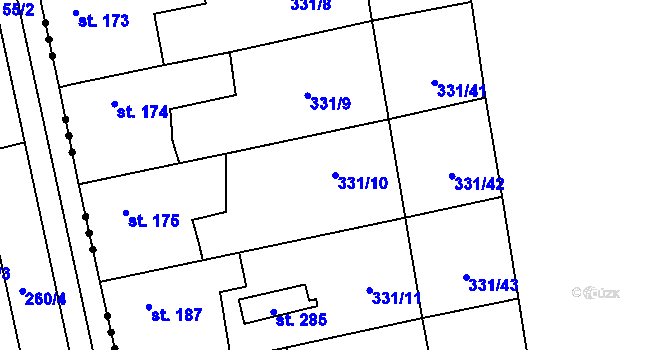 Parcela st. 331/10 v KÚ Ratboř, Katastrální mapa