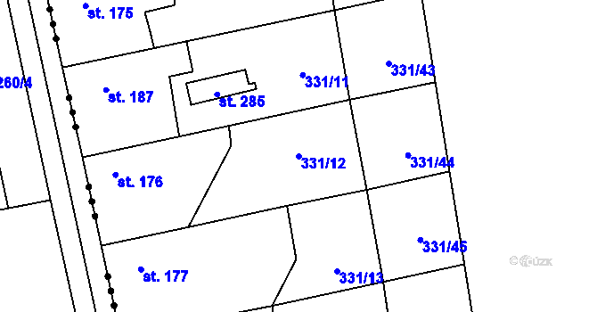 Parcela st. 331/12 v KÚ Ratboř, Katastrální mapa