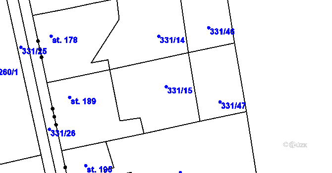 Parcela st. 331/15 v KÚ Ratboř, Katastrální mapa