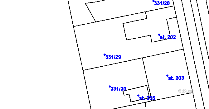 Parcela st. 331/29 v KÚ Ratboř, Katastrální mapa