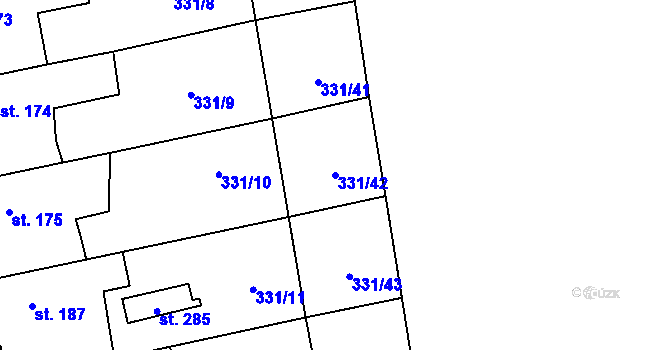 Parcela st. 331/42 v KÚ Ratboř, Katastrální mapa