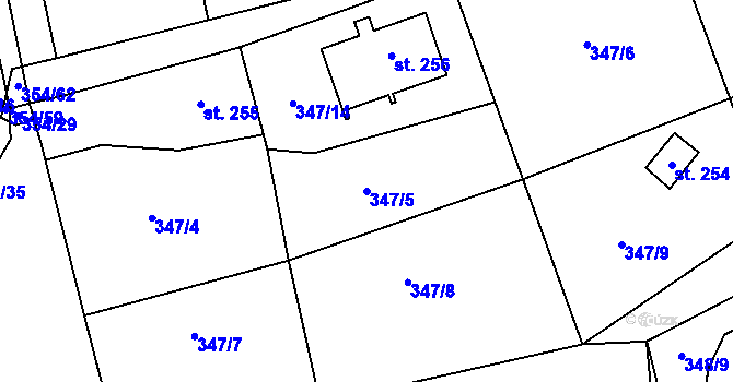 Parcela st. 347/5 v KÚ Ratboř, Katastrální mapa