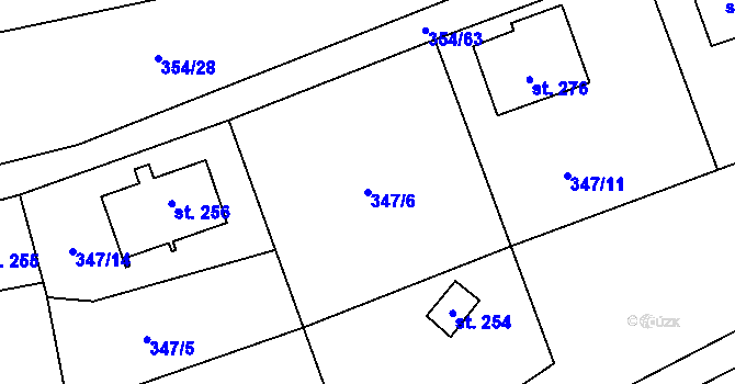 Parcela st. 347/6 v KÚ Ratboř, Katastrální mapa