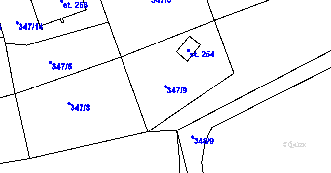 Parcela st. 347/9 v KÚ Ratboř, Katastrální mapa