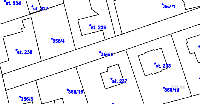 Parcela st. 356/1 v KÚ Ratboř, Katastrální mapa