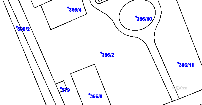 Parcela st. 366/2 v KÚ Ratboř, Katastrální mapa