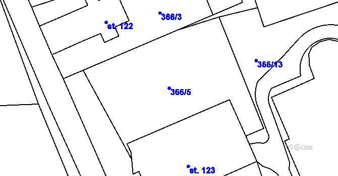 Parcela st. 366/5 v KÚ Ratboř, Katastrální mapa
