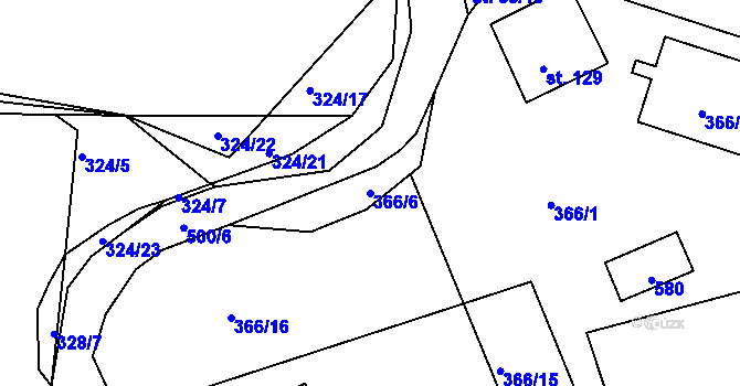 Parcela st. 366/6 v KÚ Ratboř, Katastrální mapa