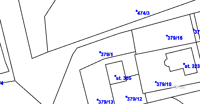Parcela st. 379/1 v KÚ Ratboř, Katastrální mapa