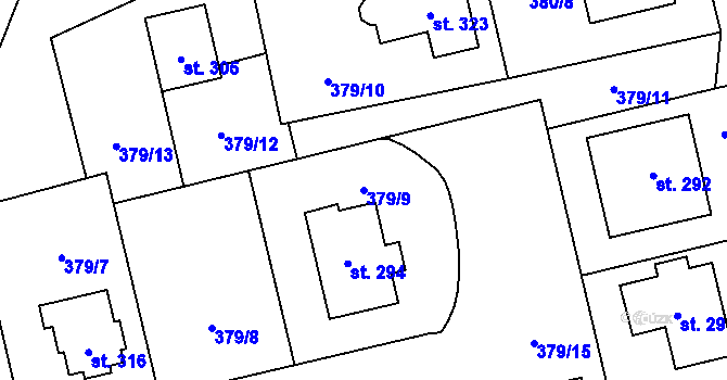 Parcela st. 379/9 v KÚ Ratboř, Katastrální mapa