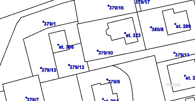 Parcela st. 379/10 v KÚ Ratboř, Katastrální mapa