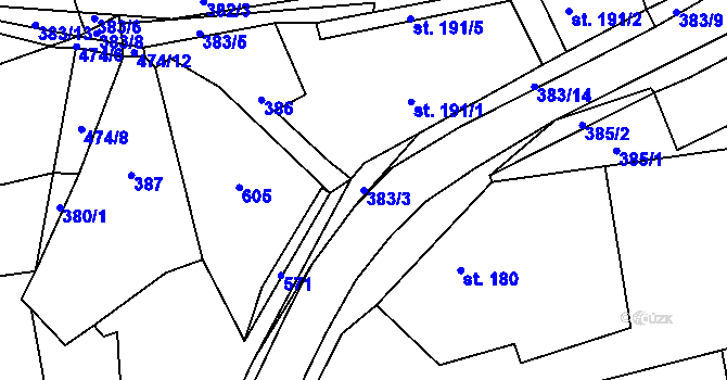 Parcela st. 383/3 v KÚ Ratboř, Katastrální mapa