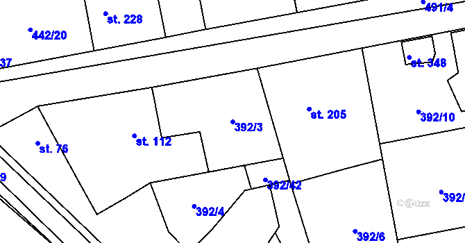 Parcela st. 392/3 v KÚ Ratboř, Katastrální mapa