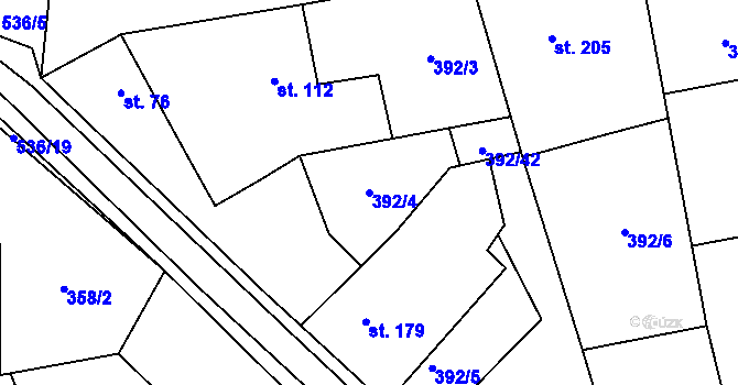 Parcela st. 392/4 v KÚ Ratboř, Katastrální mapa
