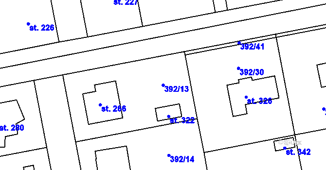 Parcela st. 392/13 v KÚ Ratboř, Katastrální mapa