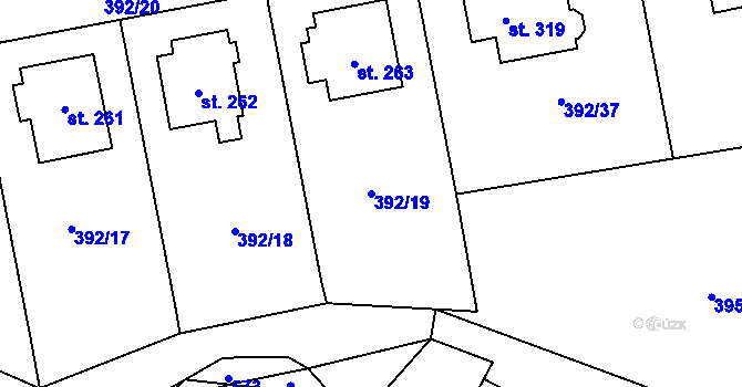 Parcela st. 392/19 v KÚ Ratboř, Katastrální mapa