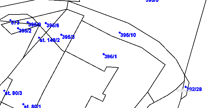 Parcela st. 396/1 v KÚ Ratboř, Katastrální mapa