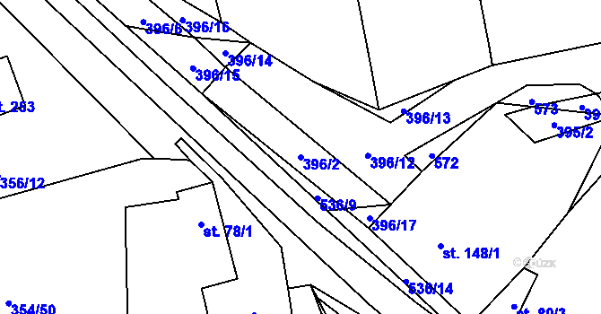 Parcela st. 396/2 v KÚ Ratboř, Katastrální mapa