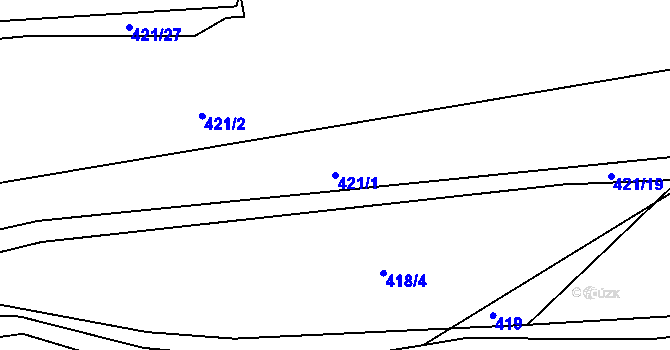 Parcela st. 421/1 v KÚ Ratboř, Katastrální mapa