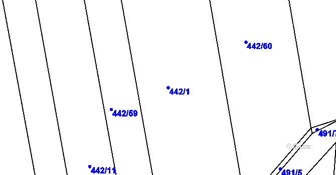 Parcela st. 442/1 v KÚ Ratboř, Katastrální mapa