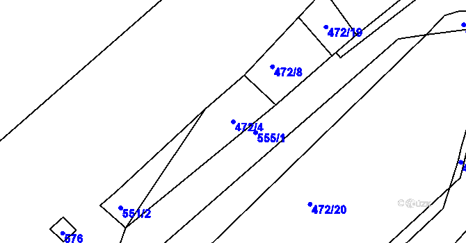 Parcela st. 472/4 v KÚ Ratboř, Katastrální mapa