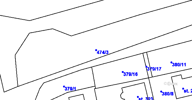 Parcela st. 474/3 v KÚ Ratboř, Katastrální mapa