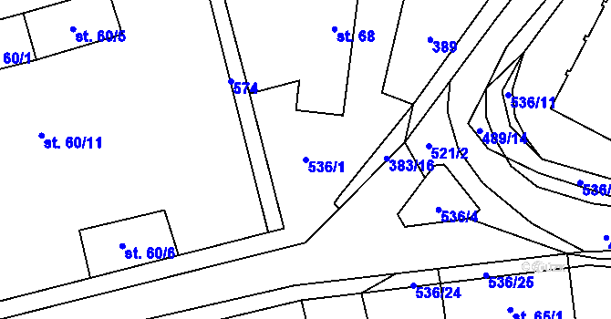 Parcela st. 536/1 v KÚ Ratboř, Katastrální mapa