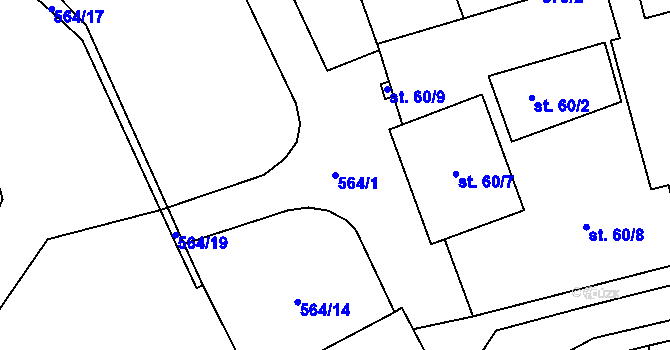 Parcela st. 564/1 v KÚ Ratboř, Katastrální mapa