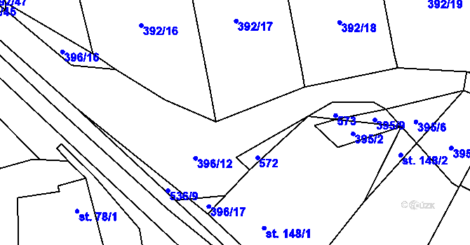 Parcela st. 396/13 v KÚ Ratboř, Katastrální mapa