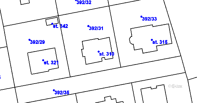 Parcela st. 310 v KÚ Ratboř, Katastrální mapa