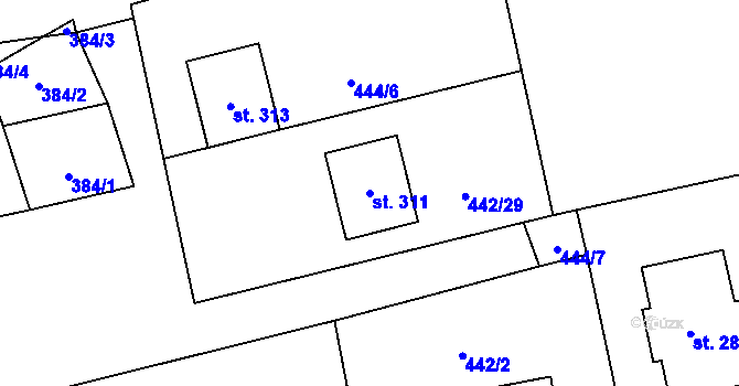 Parcela st. 311 v KÚ Ratboř, Katastrální mapa