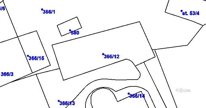 Parcela st. 366/12 v KÚ Ratboř, Katastrální mapa
