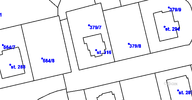 Parcela st. 316 v KÚ Ratboř, Katastrální mapa