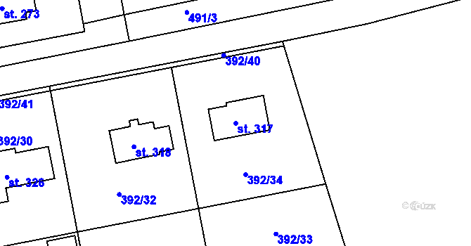 Parcela st. 317 v KÚ Ratboř, Katastrální mapa