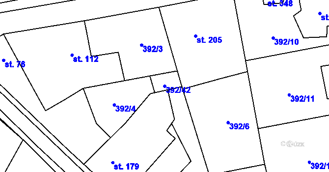 Parcela st. 392/42 v KÚ Ratboř, Katastrální mapa