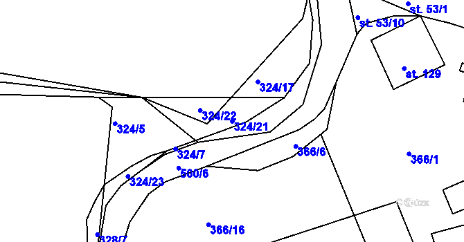Parcela st. 324/21 v KÚ Ratboř, Katastrální mapa