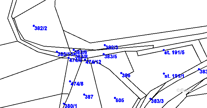 Parcela st. 383/5 v KÚ Ratboř, Katastrální mapa