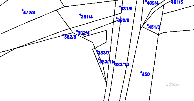 Parcela st. 383/7 v KÚ Ratboř, Katastrální mapa