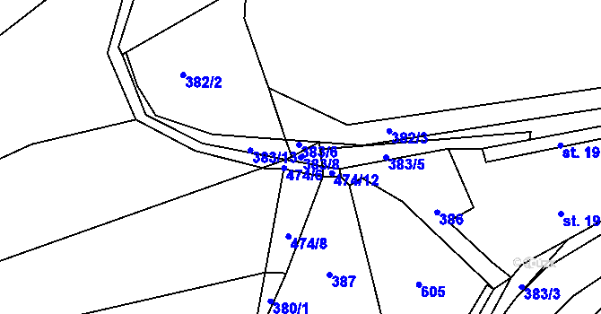 Parcela st. 383/8 v KÚ Ratboř, Katastrální mapa