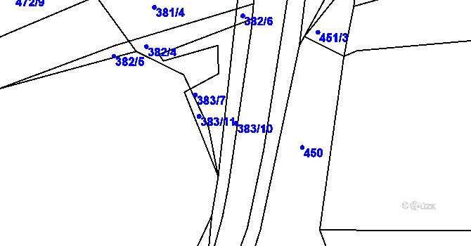 Parcela st. 383/10 v KÚ Ratboř, Katastrální mapa