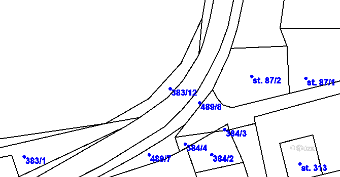 Parcela st. 383/12 v KÚ Ratboř, Katastrální mapa