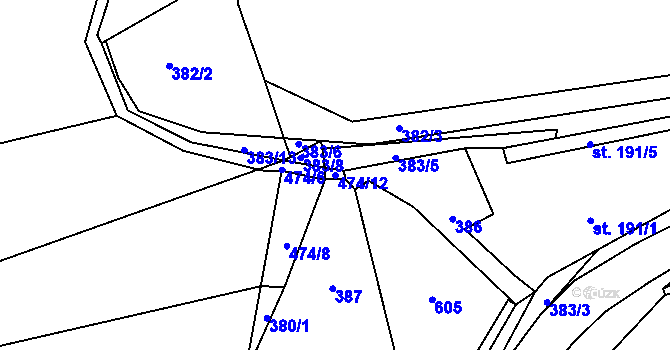 Parcela st. 474/12 v KÚ Ratboř, Katastrální mapa
