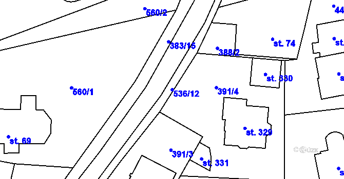 Parcela st. 536/12 v KÚ Ratboř, Katastrální mapa