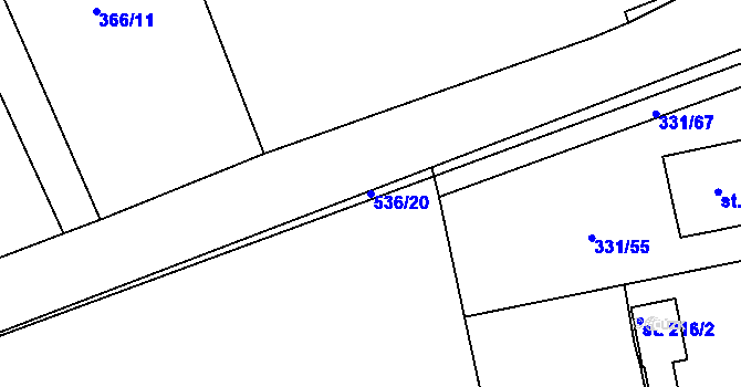 Parcela st. 536/20 v KÚ Ratboř, Katastrální mapa
