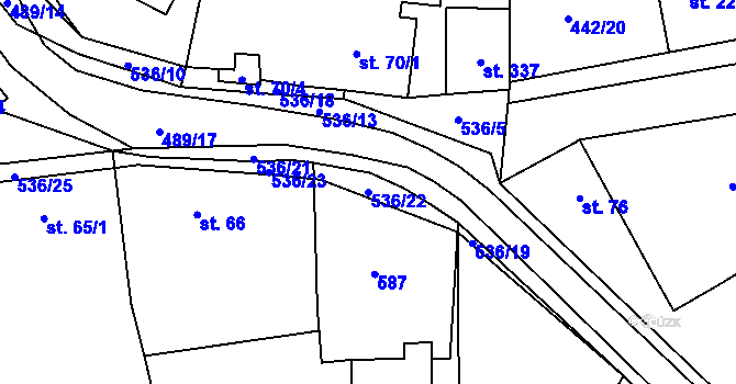 Parcela st. 536/22 v KÚ Ratboř, Katastrální mapa