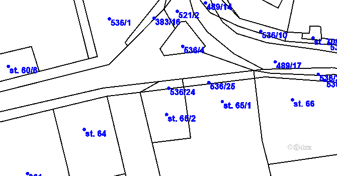 Parcela st. 536/24 v KÚ Ratboř, Katastrální mapa