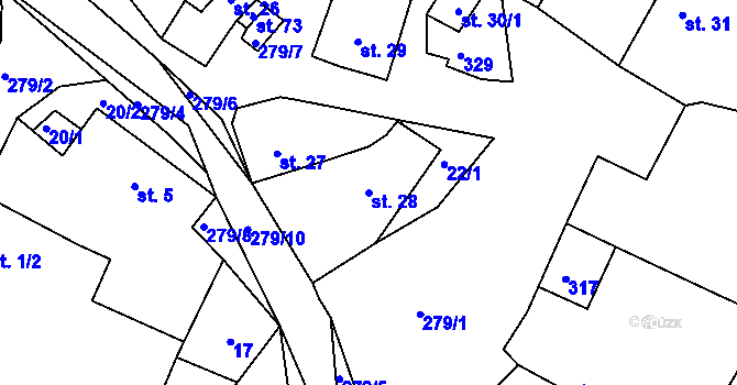 Parcela st. 28 v KÚ Sedlov, Katastrální mapa
